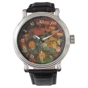 Stillevenvaas met Zinnias door Vincent van Gogh Horloge
