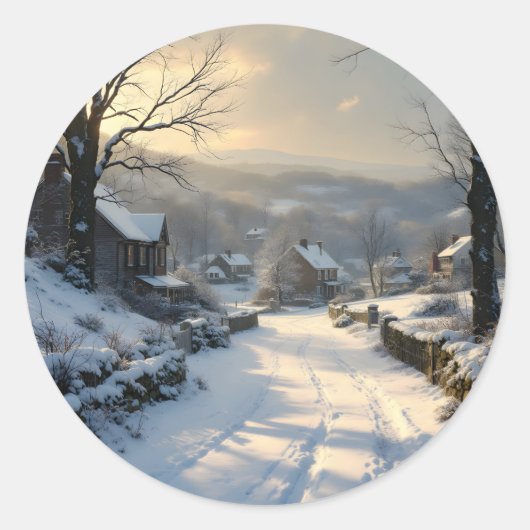 Stillness After Snowfall -  Ronde Sticker (Voorkant)