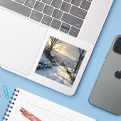 Stillness After Snowfall - Square Vinyl Sticker (Laptop met iPhone)
