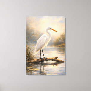 Stillwater Egret   Kustwildlife   Uitgerekt Canvas Afdruk