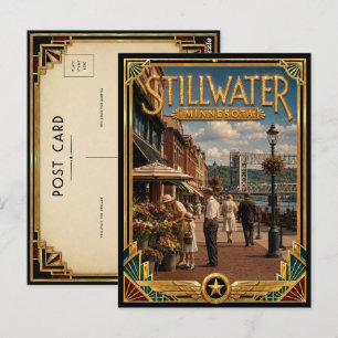 Stillwater Minnesota Vintage Art Deco Gouden Tijdp Briefkaart