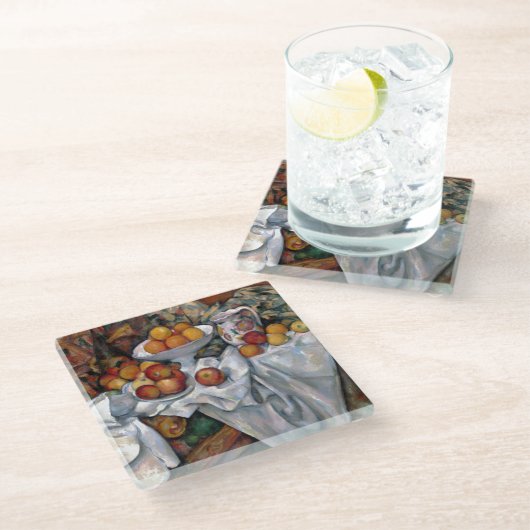 stilstaande Sinaasappels - Paul Cezanne die kunst Glazen Onderzetter (Schuin)