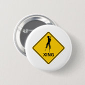 Stilt-Walker kruising Highway Sign Ronde Button 5,7 Cm (Voorkant /achterkant)
