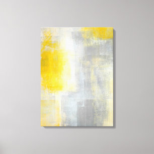 'Stilte' Grijs en Geel Abstract Kunst Afdrukken