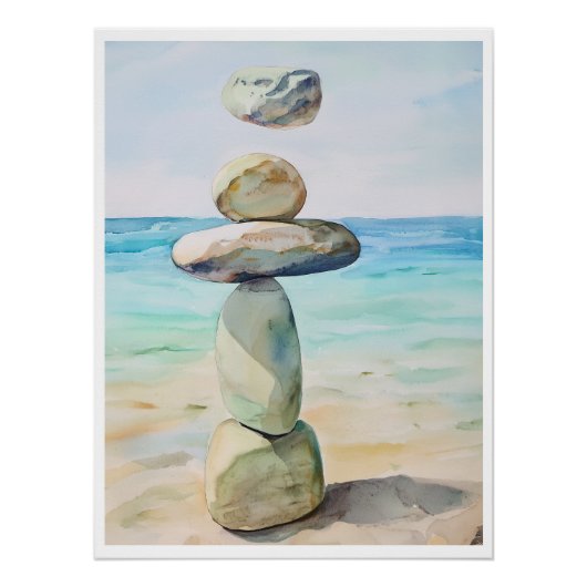 Stilte in beweging - Zen Beach Stones Perfect Poster (Voorkant)