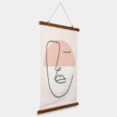 Stilte in lijn – minimalistisch Abstract gezicht Hangend Wandkleed (Gebogen)