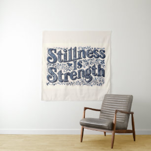Stilte is kracht (beige achtergrond) wandkleed