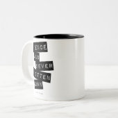 Stilte is nooit afgeschreven.. tweekleurige koffiemok (Voorkant links)