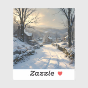 Stilte na sneeuwval – Winterlandschap vierkant Sticker