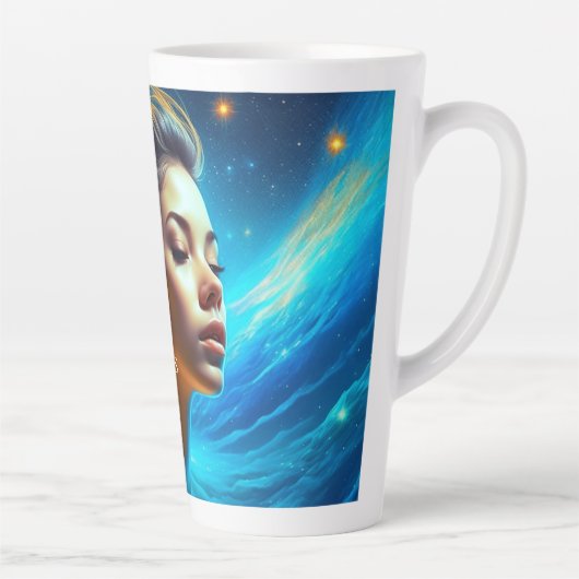 Stilte spreekt | Meditatie Hemelse Kunst Latte Mok (Rechts)