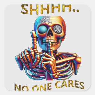 Stilte spreekt volumes kleurrijke skeletfiguur vierkante sticker