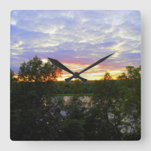 Stilwell Pond bij Sunset Vierkante Klok