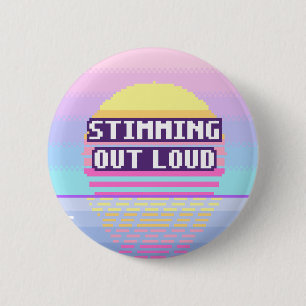 Stimmen Uit Luid Neurodivergente Pixel Knop Ronde Button 5,7 Cm