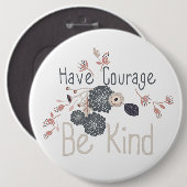 Stimuleer digitale bloemen grijs strand ronde button 6,0 cm (Voorkant /achterkant)