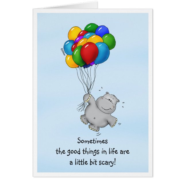 Stimulerend Bericht - Hippo met ballonnen. (Voorkant)