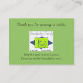 Stimulering borstvoeding contactkaartje (Achterkant)