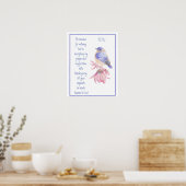 Stimulering, Schrift Cheerful Bluebird, Poster (Keuken)