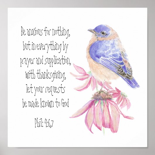 Stimulering, Schrift Cheerful Bluebird, Poster (Voorkant)