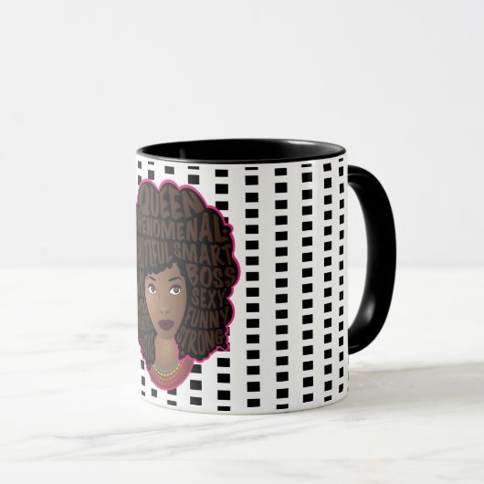 Stimulering van zwarte vrouwen, zwarte en witte po mok (Voorkant rechts)