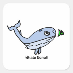 Stimuleringssticker voor Kinderen - Walvis Vierkante Sticker