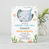 Stingray birthday party invitation (Debout devant)