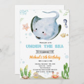 Stingray birthday party invitation (Devant / Derrière)