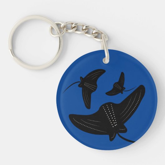 Stingray Doodle Script Naam Blauw Sleutelhanger (Voorkant)