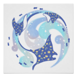 Stingray in de oceaan illustratie perfect poster