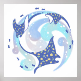 Stingray in de oceaan illustratie poster