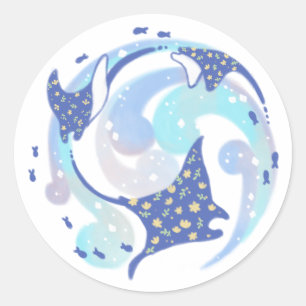 Stingray in de oceaan illustratie ronde sticker
