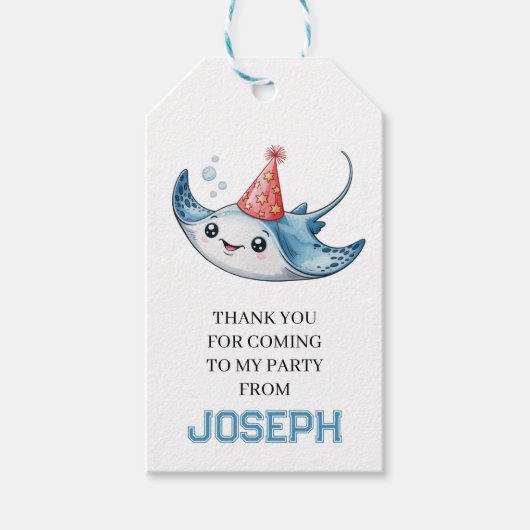 Stingray verjaardagsfeestje cadeaulabel (Voorkant)