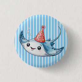 Stingray verjaardagsfeestje ronde button 3,2 cm