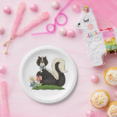 Stinkdier met bloemen papieren bordje (Feest)