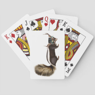 Stinkdier met drijvend Pet bovenaan Pokerkaarten