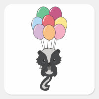 Stinkdier vliegt omhoog met kleurrijke ballonnen
