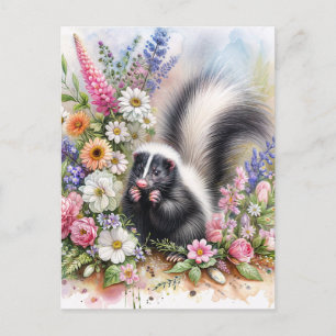 Stinkdier Wilde Bloem Waterverf Kunst Briefkaart