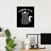 Stinkin Cute Schattig Skunk Pun Dark BG Poster (Thuiskantoor)