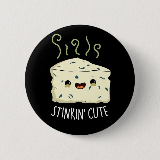Stinkin Schattige Funny Cheese Pun Dark BG Ronde Button 5,7 Cm (Voorkant)