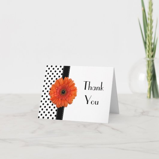 Stip Oranje Madeliefjes Bruiloft Bruidsfeest Dank  Bedankkaart (Voorkant)