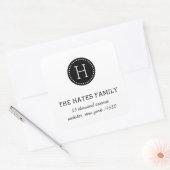 stippelcirkel familie monogram Adresetiketten Vierkante Sticker (Envelop)