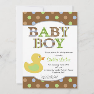 Stippen Baby Boy Duck Baby shower Uitnodiging