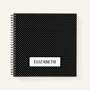 Stippen Black White Polka Dot Name Sketch Notitieboek