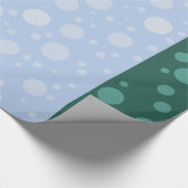 Stippen Blauw Groen Glanzend inpakpapier (Hoek)