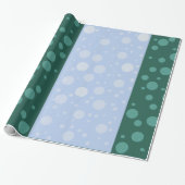 Stippen Blauw Groen Glanzend inpakpapier (Uitgerold)