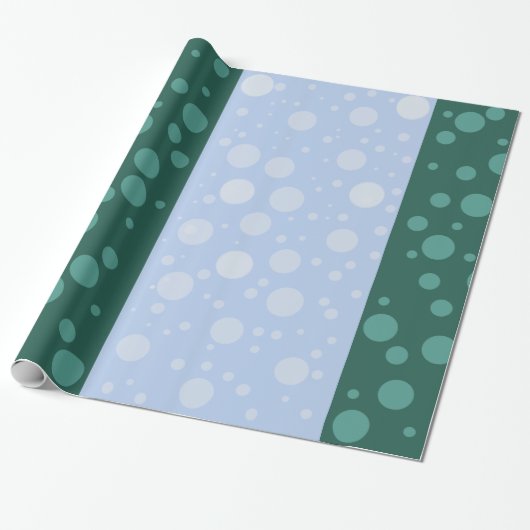 Stippen Blauw Groen Glanzend inpakpapier (Uitgerold)