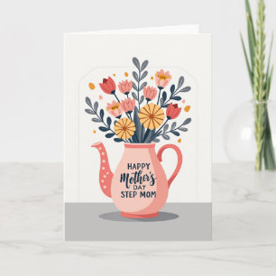 Stippen Bloemen Theepot Wenskaart Kaart