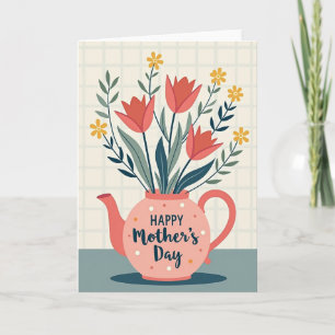 Stippen Bloemen Theetijd Kaart