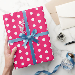 Stippen Cadeaupapier Wit en Heet Roze