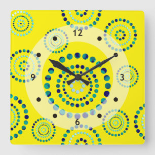 Stippen Circle Power Flowers + uw backgr. Vierkante Klok