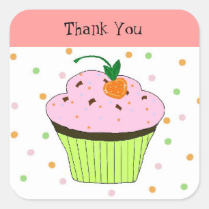 Stippen Cupcake Bedankt Vierkante Sticker